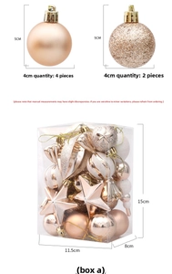 Detailed view of champagne gold Christmas ball ornaments with matte and glitter finishes