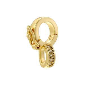 18K gold-plated copper clasp with cubic zirconia accents for DIY jewelry making