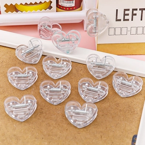 Transparent heart-shaped plastic clips for organizing stationery and sealing snacks