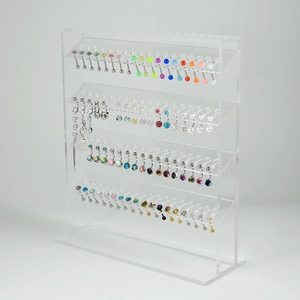 Transparent acrylic multi-tier navel ring display stand for body jewelry collection