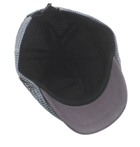 Close-up of breathable grey mesh hat with reinforced inner lining and Sport logo