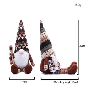 Lot de gnomes de Noël café avec bonnets tricotés et cuillère en bois, hauteur 29cm