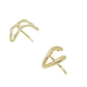 Minimalist gold alloy U-shape hair pin with irregular wavy metal design for women