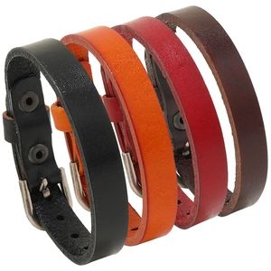 Vintage Leather Bracelet With Adjustable Metal Buckle Punk Style Unisex Cowhide Cuff Wristband Jewelry