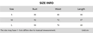 Detailed size chart table for women's chiffon blouse showing bust, waist, and length measurements