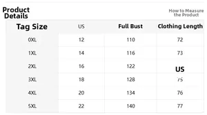Detailed size chart for plus size colorblock half-zip hoodie with US and metric measurements