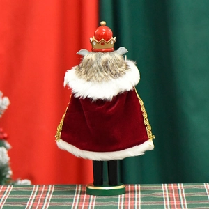 30cm mouse king nutcracker back view with red velvet cape and golden lace for Christmas