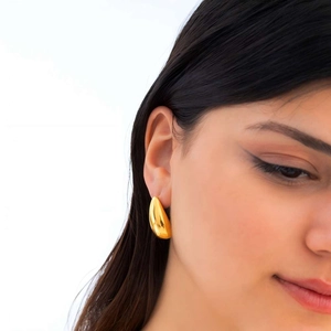 Stainless Steel Teardrop Stud Earrings Minimalist Geometric Mirror Surface Polished Fashion Jewelry For Women Everyday