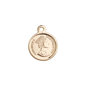 Münzanhänger mit Queen Elizabeth II Porträt in 14K Gold gefüllt für DIY-Schmuck