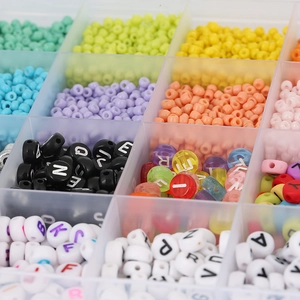 24-compartment DIY jewelry kit with colorful acrylic letter beads and mixed seed beads
