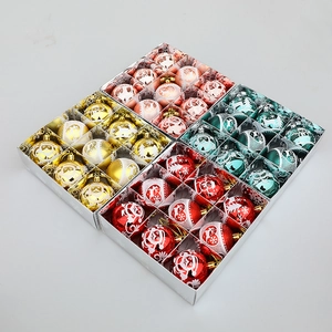 Set of 9 colorful Christmas baubles with snowflake and reindeer patterns for tree decoration