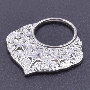 Close-up of 304 stainless steel star pendant with textured shield shape for DIY jewelry