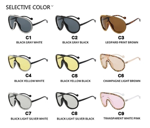 Grid view of oversized rhinestone cycling sunglasses in nine assorted color frame options