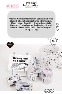 Macro detail of Message Collection decorative paper tape with die-cut patterns for scrapbooking