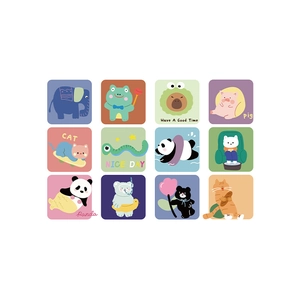 Absorbent bathroom mat with colorful cartoon animal designs and anti-slip backing
