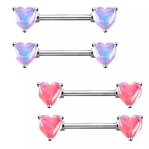 Orecchini per Capezzoli a Forma di Cuore in Acciaio Inossidabile con Strass Gioielli per Piercing da Donna