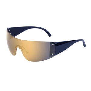 Oversized Rimless Shield Sunglasses PC Frame UV400 Windproof Y2K Millennial Style Cycling Wrap Around Women Star Rivets