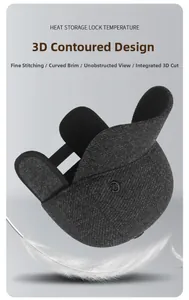 Detail of grey winter baseball cap with ear flaps and thermal fleece lining for men