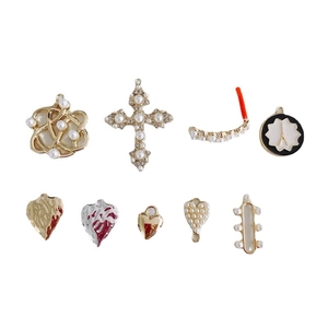 DIY gold alloy heart cross and pearl pendants for jewelry making and earrings