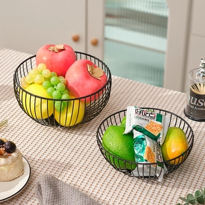 Black Nordic iron wire fruit basket set for home storage and kitchen decoration