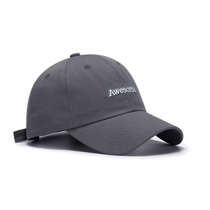 Deep grey baseball cap with Awesome embroidery and curved brim for outdoor style