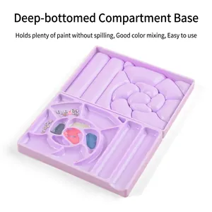 Purple shell-textured nail art palette with deep compartments and brush holder