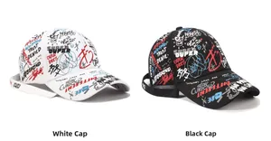 Casquettes de baseball avec graffitis noir et blanc et motifs artistiques de rue