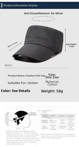 Size guide for cotton sun cap with 56-60cm circumference and measurement instructions