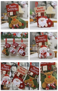 Detailed views of festive Christmas stockings featuring 3D Santa, Reindeer and Snowman designs