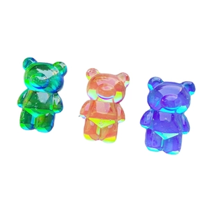 Colorful 3D bubble bear phone stand with iridescent gradient translucent resin finish