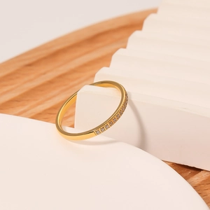 Slim 18k gold plated stainless steel ring with micro-paved sparkling cubic zirconia