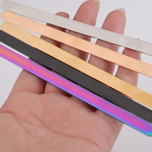 DIY geometric C-shaped stainless steel bracelet strips with brushed finish in five colors