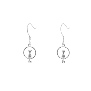 Elegant S925 sterling silver cat silhouette hoop earrings for women in minimalist style