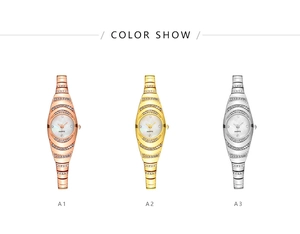 Detailed comparison of quartz watches in rose gold, gold, and silver with rhinestone accents