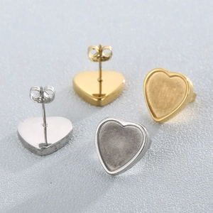 Détails de supports de boucles d'oreilles en forme de cœur en or et argent pour DIY