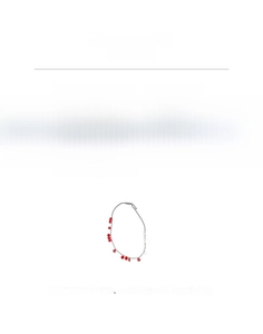 Collier chaîne argenté avec breloques gouttes rouges, longueur 43,5 cm et poids 9,3 g