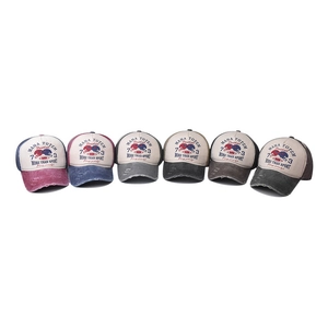 Vintage washed baseball cap set with Mana Totem embroidery and distressed ripped brim details