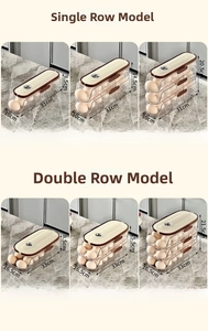 Comparison of single and double row multi-layer sliding egg organizer for refrigerator