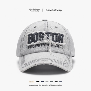 Casquette De Baseball En Coton Lavé Rétro Pour Hommes Femmes Chapeau Denim Vieilli Vintage Broderie Boston Réglable