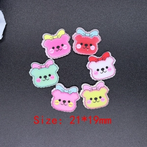 Detail of 21x19mm colorful bear head resin charms with bows for DIY crafts projects