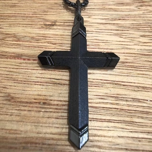 Collier Pendentif Croix Acier Inoxydable Incrustation Bois Rétro Punk Bijoux Religieux Style Vintage Pour Hommes