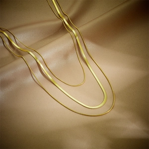 Layered Titanium Steel Snake Bone Chain Necklace For Women Gold Plated Multi-Layered Minimalist Fashion Jewelry Accessories