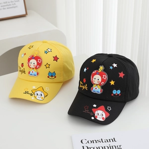 Detailed embroidery and star patterns on yellow and black toddler baseball caps