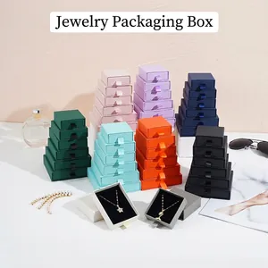 Drawer Jewelry Gift Box Cardboard Packaging Case With Ribbon Handle For Ring Earring Necklace Bracelet Storage Jewelry Organizer