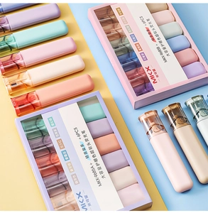 Detailed comparison of two soft tip highlighter sets in sweet and salt pastel color palettes
