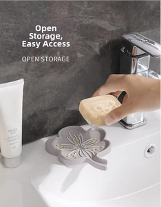 Detailed macro of flower-shaped silicone soap dish with white drainage nubs for bathroom