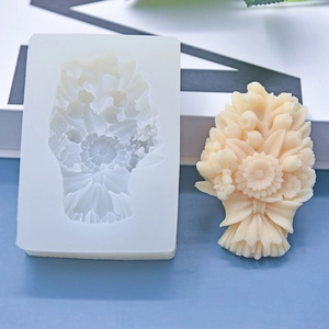 Flower Bouquet Silicone Mold 3D Sunflower Daisy Bow Tie Design Flexible For DIY Cake Fondant Candle Soap Making