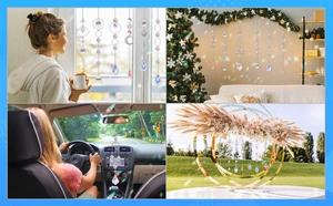 DIY crystal suncatcher set used as hanging decor for windows, gardens, and weddings