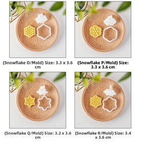 Set of 4 snowflake cookie cutters for Christmas baking with detailed embossed stamps