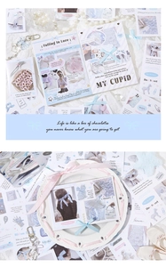 Detail of vintage French ballet style sticker set with lace and ribbon decorative elements
